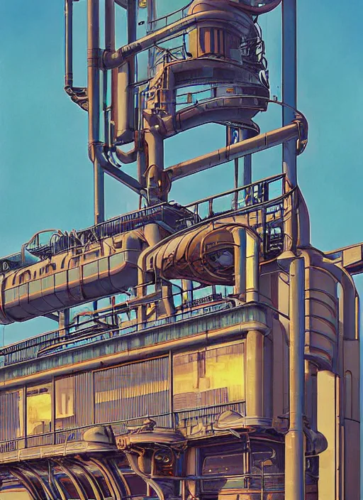 Prompt: photorealistic image of a retro futuristic industrial architecture, art nouveau, by chris moore