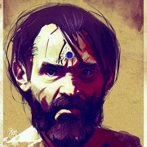 Image similar to charles manson as egiptian king, ultra realistic face and body dimensions, by greg rutkowski, pinterest
