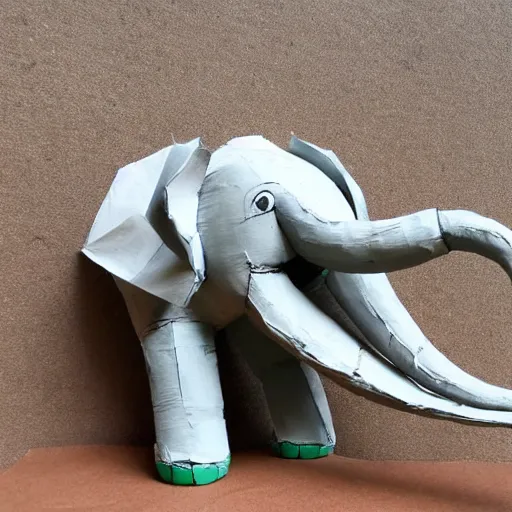 Prompt: elephant in paper mache, realistic