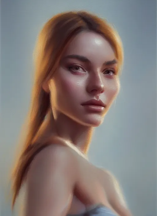 Image similar to portrait of a gorgeous young woman in the style of stefan kostic, artstation, concept art, realistic photo, sharp focus, 8k high definition, insanely detailed, intricate, elegant