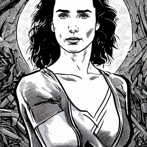 Image similar to portrait of a woman who looks like gal gadot and jennifer connelly, by laurie greasley and james stokoe