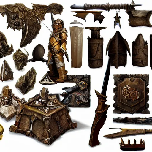 Prompt: fantasy, D&D, weapons, epic, artifacts, magical,