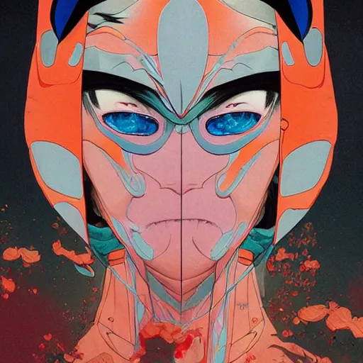 Image similar to prompt : ninja portrait soft light painted by james jean and katsuhiro otomo and erik jones, inspired by evangeleon anime, smooth face feature, intricate oil painting, high detail illustration, sharp high detail, manga and anime 1 9 9 0