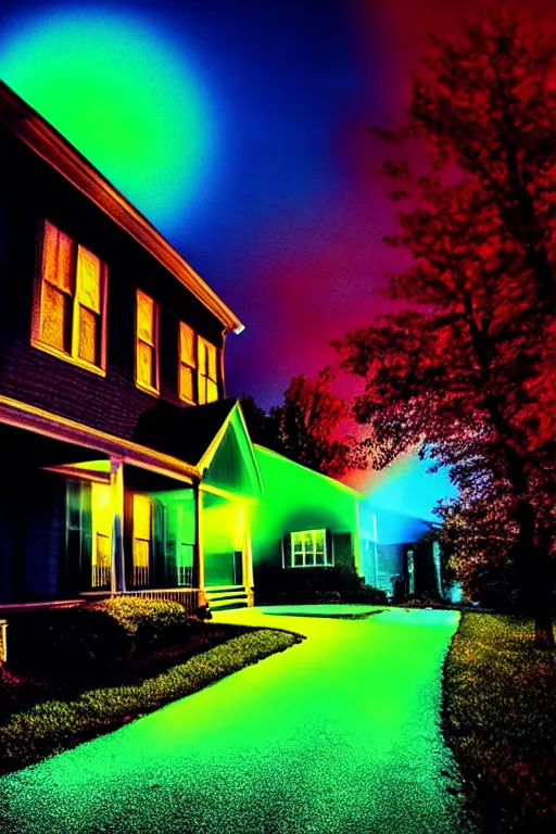 Image similar to scary october neighborhood, a sense of fright : : time - lapse : : hyperspectral imaging : : wide angle : : brenizer method : : dichromatism : : technicolor : : kinemacolor : : underdimensional : : beyond - dimensional : : 3 2 k : : dci - p 3 : : rim lights : : moody lighting