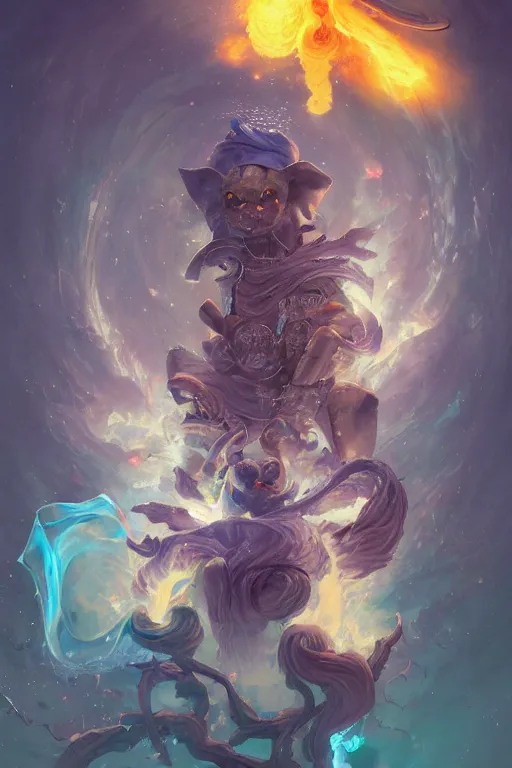 Image similar to the look of picachu, necromancer, witch - doctor covered with ice exploding into fire, full of wrinkles and imperfections, electricity highly detailed, high contrast, light reflection, trippy, nebula, trending on artstation by artgem, by peter mohrbacher, by wlop, by ruan jia