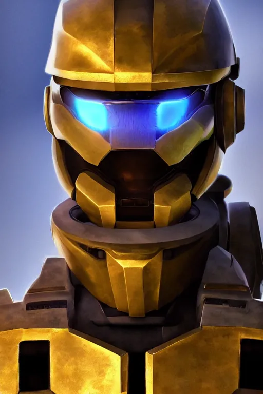 Image similar to robot ninja mask helmet halo master chief radiating a glowing aura global illumination ray tracing hdr fanart arstation by ian pesty and katarzyna da „ bek - chmiel