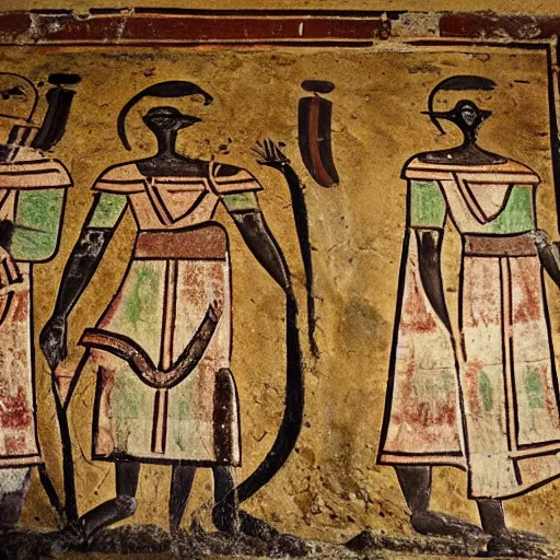 Image similar to ancient Ethiopian church wall painting depictions of Hell, Satan and other infernal beasts