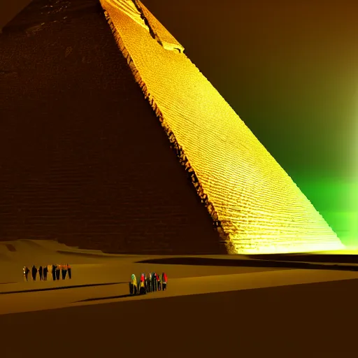 Image similar to a green beam of light coming out of the great pyramid of giza, illustration, digital art, matte painting, trending on artstation