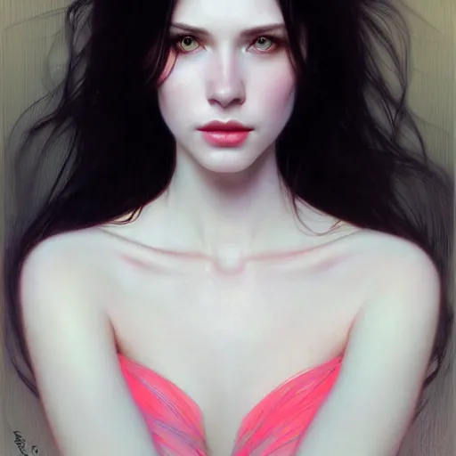 portrait of a beautiful pale skin female with long, Stable Diffusion