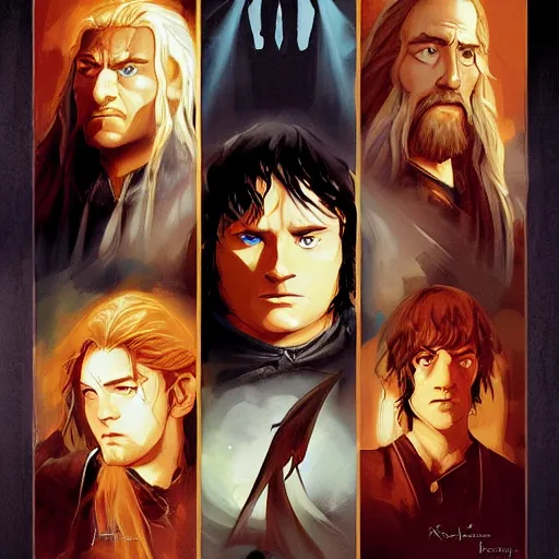 Image similar to face icon stylized minimalist the lord of the rings : the fellowship of the ring 2 0 0 1, loftis, cory behance hd by jesper ejsing, by rhads, makoto shinkai and lois van baarle, ilya kuvshinov, rossdraws global illumination