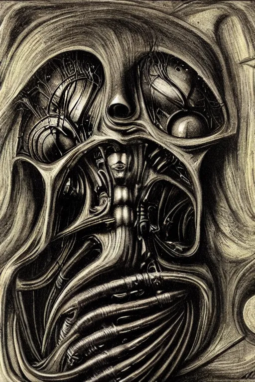 Prompt: tinnitus, by h. r. giger