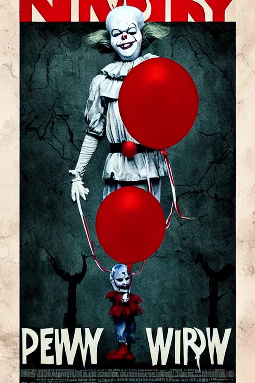 Prompt: ' drew carrey as pennywise, it 2 0 1 7, andy muschietti. poster, movie poster, sharp, coherent, clean, artistic, award winning poster!!!!!!!