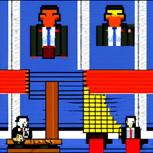 Image similar to pixel art of barack obama in a fighting game