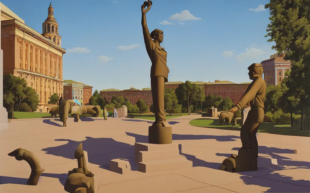 Image similar to the statue park in st. petersburg, by kenton nelson,