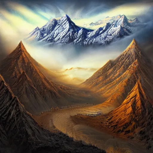 prompthunt: mordor from the lord of the rings, painting by bob ross