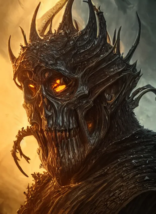 Image similar to lord death, ultra detailed fantasy, elden ring, realistic, dnd character portrait, full body, dnd, rpg, lotr game design fanart by concept art, behance hd, artstation, deviantart, global illumination radiating a glowing aura global illumination ray tracing hdr render in unreal engine 5