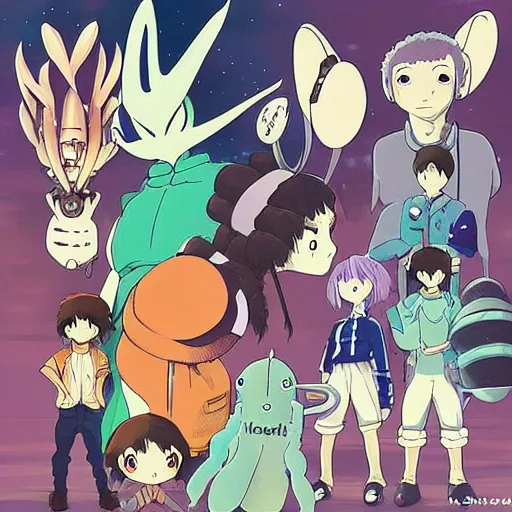 Image similar to “anime key visual of aliens in the style of studio ghibli, pixiv”