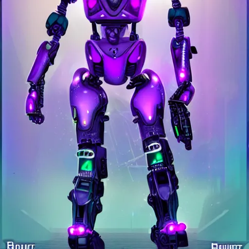 Image similar to robot bounty hunter, violet light