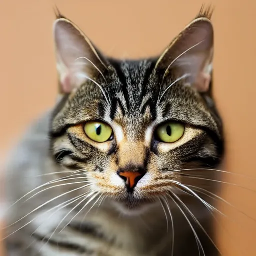 Prompt: a tabby cat blended into a smoothie but the head is looking at the camera