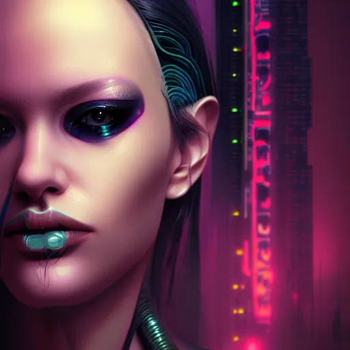 Image similar to face wear on beautiful woman face, cyberpunk art by kuno veeber, cgsociety, computer art, ultra detailed, futuristic, anime aesthetic