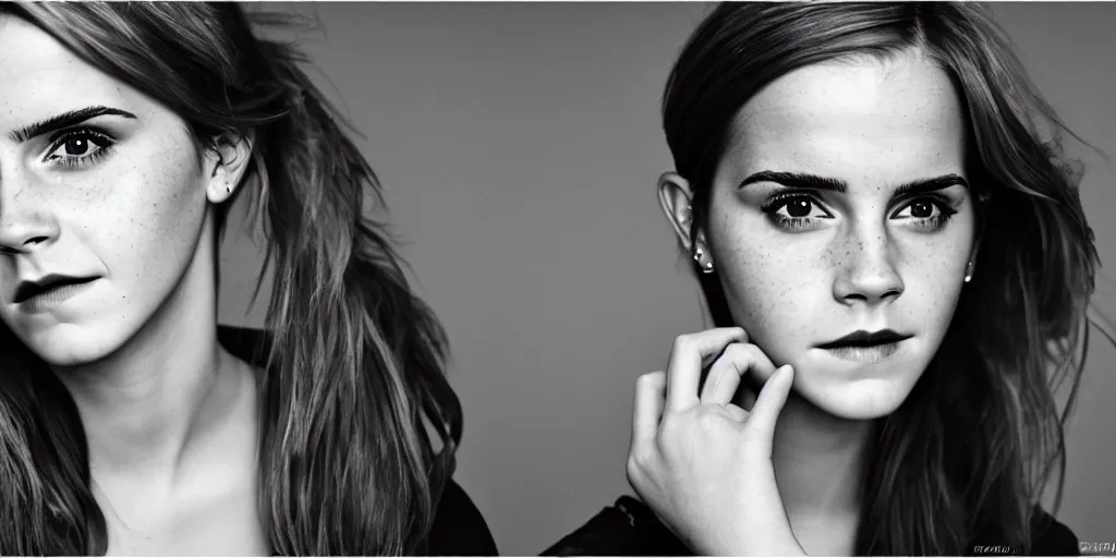 Image similar to Emma Watson portrait baroque room cinematic lighting canon 5d mk4