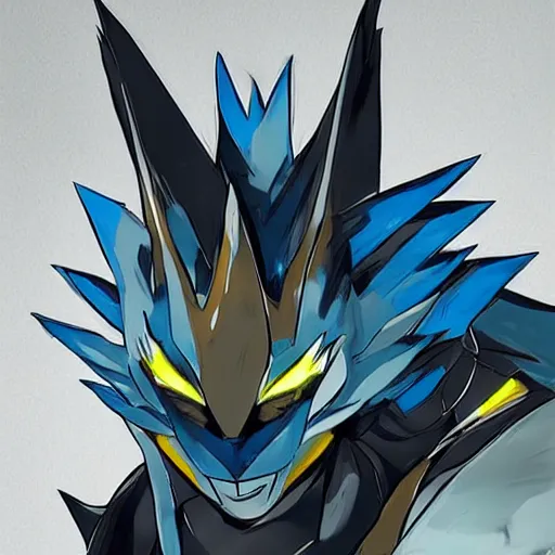 Image similar to Portrait of Zeraora, made by Yoji Shinkawa, Highly detailed, fantasy themed, dynamic posing, concept art