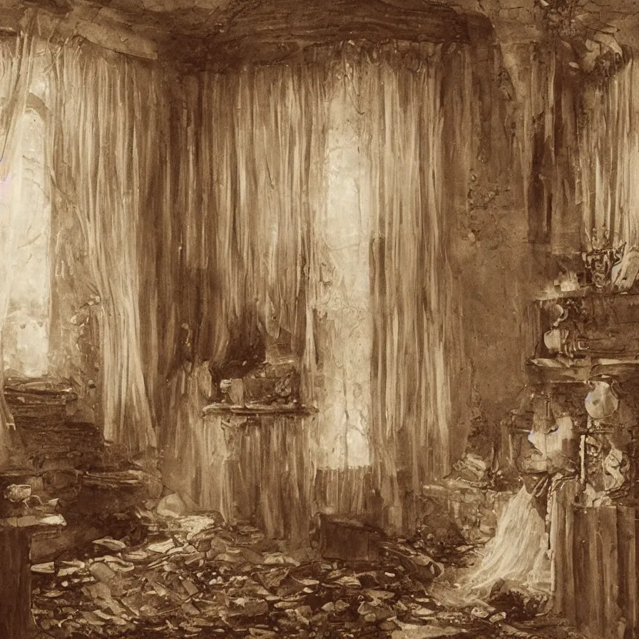 Image similar to Hear the asynchronous pulsation, clicks of eyelids, toggling, and the beating of a heart: a Life, in thick layers of rhythms, coating a stubborn core. Watch the white curtain of the mansion, bBehind windows, dancing, and the fire in the hearth: a Life, in thick layers of stones, glowing out with warmth.