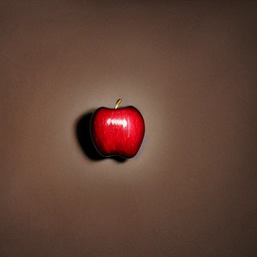 Image similar to an apple made of goat leather, close up, award winning digital photography