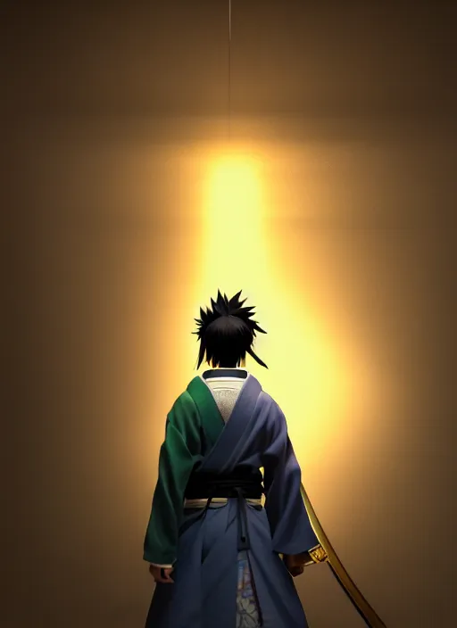 Prompt: samurai champloo, highly detailed, octane render, vray, shimmering, comic book, Fvckrender, geomerty, prism highlights, C4D, ray tracing reflections, prism shadows, diffraction, lumen reflections, golden ratio, hyper realistic, incandescent, rule of thirds