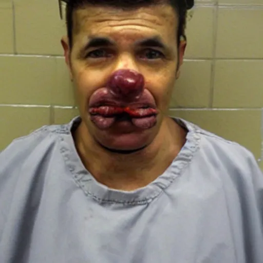 Image similar to inmate with chicken face