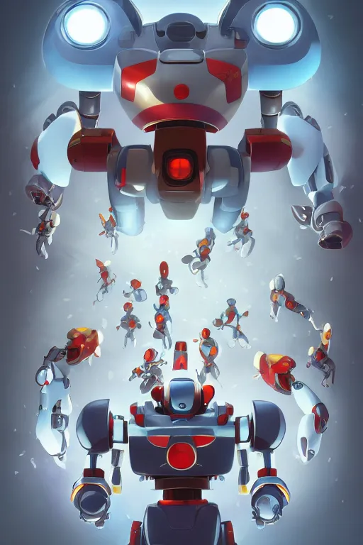 Image similar to metabots medabots medarotto medarot robot minimalist comics, behance hd by jesper ejsing, by rhads, makoto shinkai and lois van baarle, ilya kuvshinov, rossdraws global illumination ray tracing hdr radiating a glowing aura