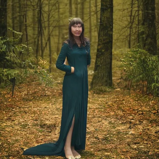 Image similar to entrancing beautiful portrait in the forest full body