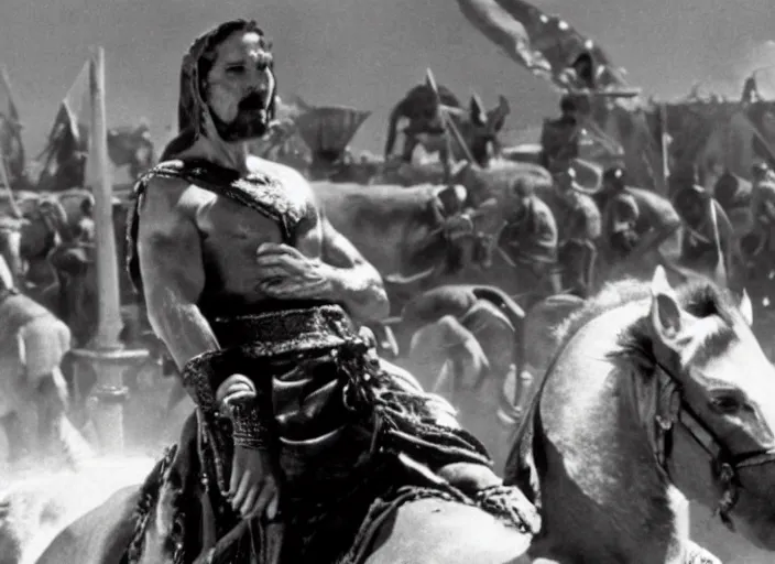 Image similar to film still of Christian Bale as Judah Ben-Hur in Ben Hur 1959