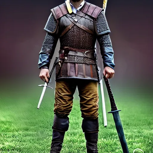 Prompt: Xavi Hernandez from Barcelona as Geralt of Rivia from The Witcher