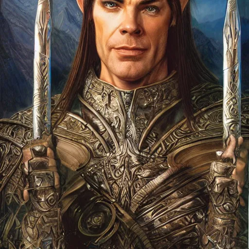 Image similar to noble elite elven lord Elrond of Rivendel by Mark Brooks, Donato Giancola, Victor Nizovtsev, Scarlett Hooft, Graafland, Chris Moore