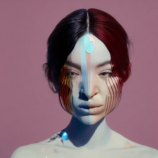 Image similar to abstract 3d female portrait by james jean and Jason Chan, redering, redshift, octane