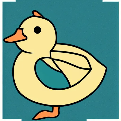 Image similar to icon of a duckrabbit, half duck half bunny, flat color, teal background