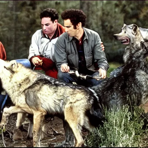 Prompt: That episode of Seinfield where Kramer ends up having to fend off a pack of wolves.