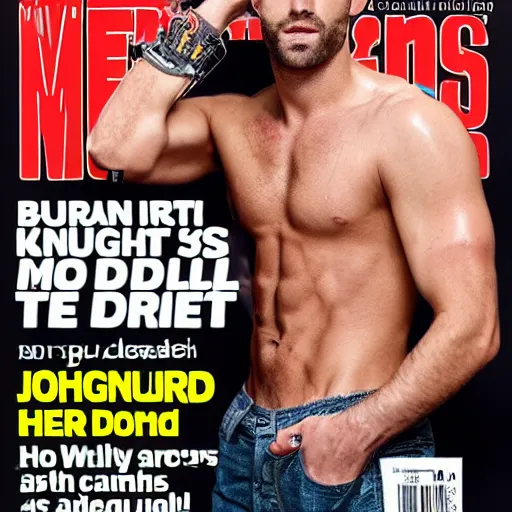 Prompt: Joe Bien Gigachad in the cover of Men's Health