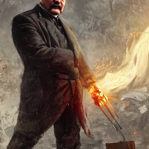 Image similar to lenin in mortal kombat mk 1 1 video game splash screen concept art very very detailed artofmtg by hans dragan bibin thoma greg rutkowski ismail inceoglu