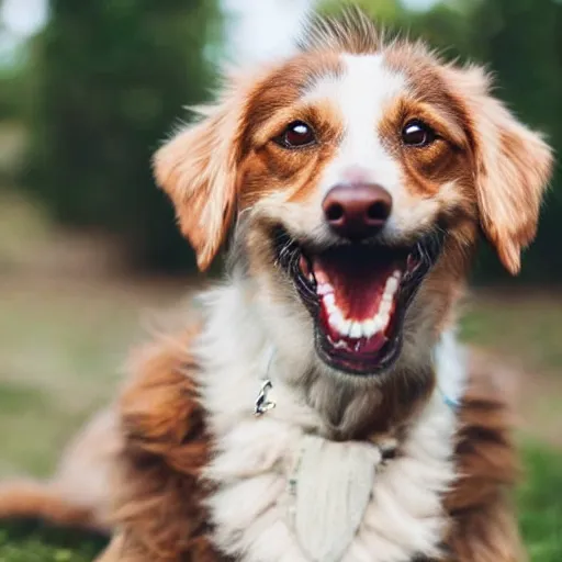 Prompt: dog with human smile