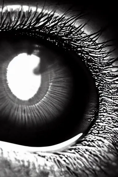 Prompt: “ very gorgeous graphic art of a camera lens as a human eye, award - winning details ”