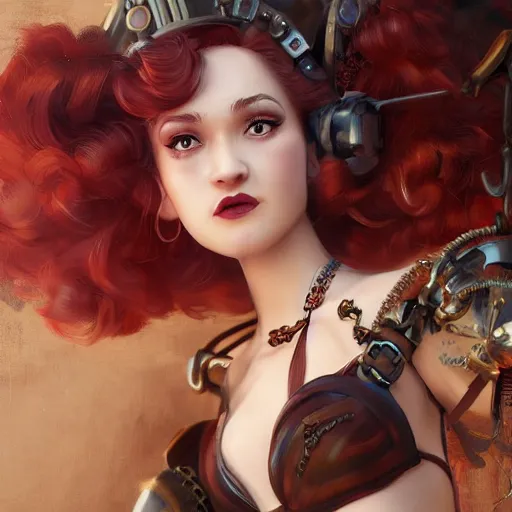 Image similar to julia garner starring as a steampunk burlesque pirate queen, made by stanley artgerm lau, wlop, rossdraws, artstation, cgsociety, concept art, cgsociety, octane render, trending on artstation, artstationhd, artstationhq, unreal engine, 4 k, 8 k