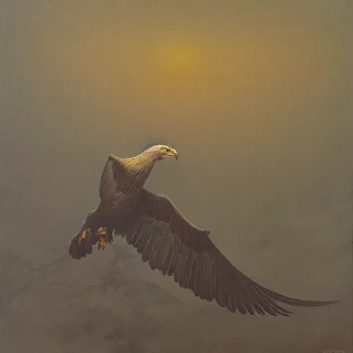 Prompt: eagle by Zdzisław Beksiński, oil on canvas