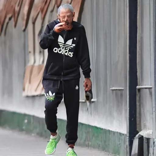 Image similar to gollum smokes cig in adidas tracksuit