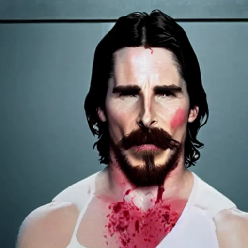 Image similar to face of christian bale melting out of blood