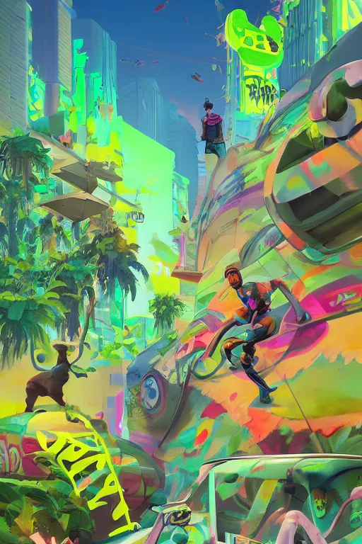 Image similar to 3 d render graffiti nature micro world fluo, art gta 5 cover, official fanart behance hd artstation by jesper ejsing, by rhads, makoto shinkai and lois van baarle, ilya kuvshinov, ossdraws