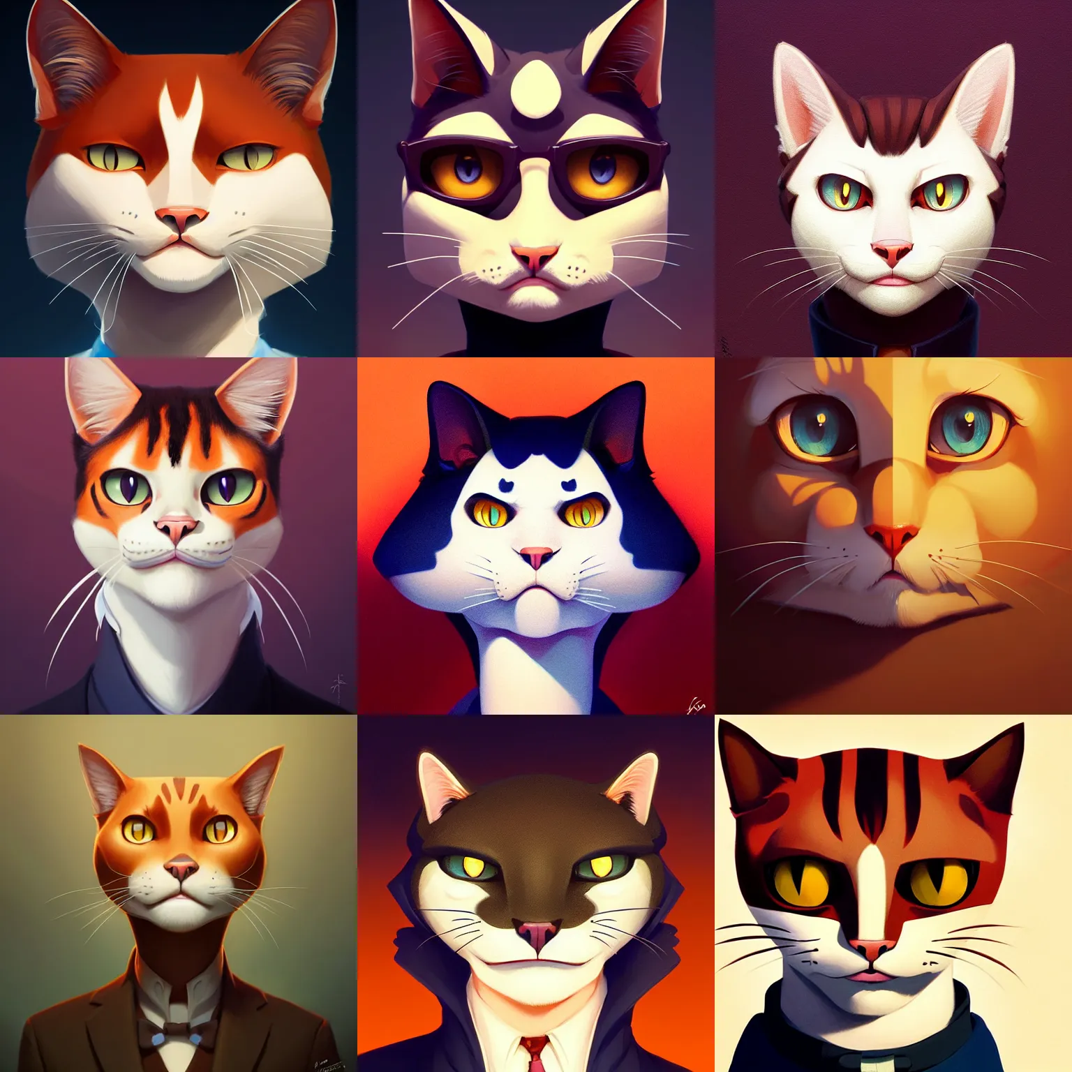 face icon stylized minimalist anthropomorphic cat, Stable Diffusion