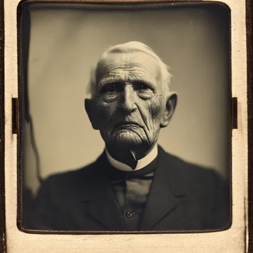 Prompt: facial portrait of a 9 2 year old gaywad, 1 9 1 9, ambrotype, award winning