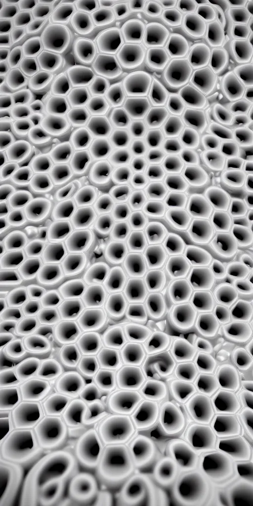 Image similar to a 3 d render of an organic pattern of molecular bindings, made of white plastic, on a dark background, depth of field, by etienne - louis boullee and frank gehry, hyper realistic, 4 k, unreal engine, raytracing, trending on artstation